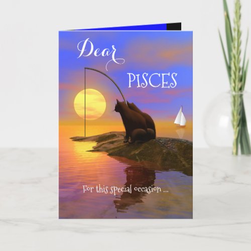 Cute Cats Pisces Birthday Congratulations Card