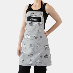 Cute Cats Playing & Being Naughty Pattern Apron