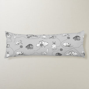 Cute Cats Playing & Being Naughty Pattern Body Pillow