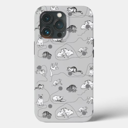 Cute Cats Playing  Being Naughty Pattern iPhone 13 Pro Case