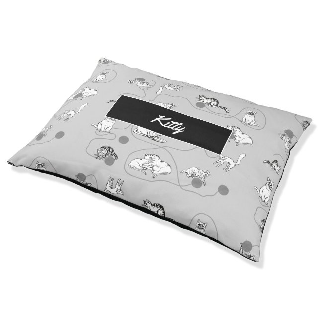 Cute Cats Playing & Being Naughty Pattern Cat Pet Bed (Angled)