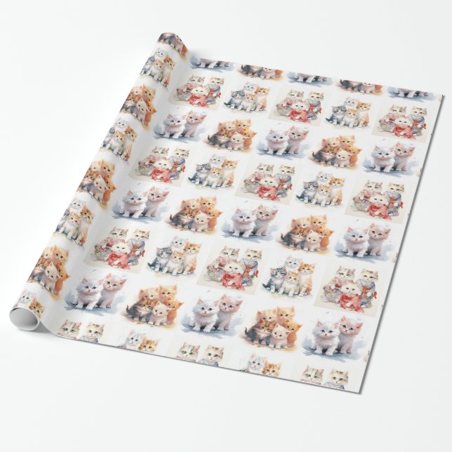 Cute cats portraits wrapping paper (Unrolled)