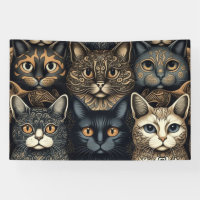 Cute cats posing together banner