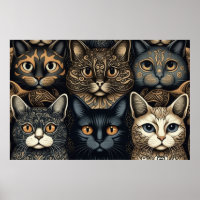 Cute cats posing together banner poster