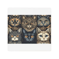 Cute cats posing together metal print