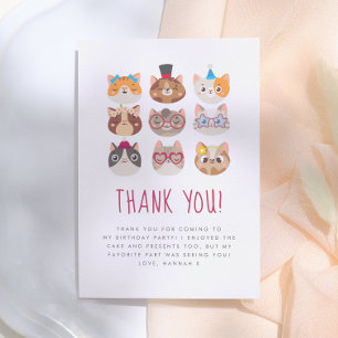Cute Cats Purr-fect Birthday Party Thank You Card