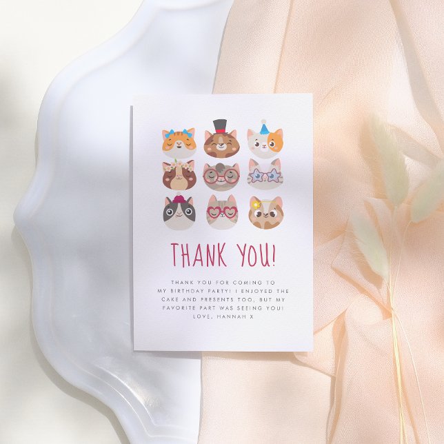 Cute Cats Purr-fect Birthday Party Thank You Card (Creator Uploaded)