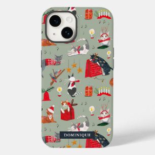 Cute cats retro Christmas  Case-Mate iPhone Case