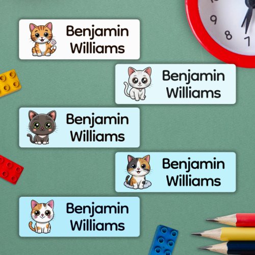 Cute Cats School Daycare Camp Name Labels