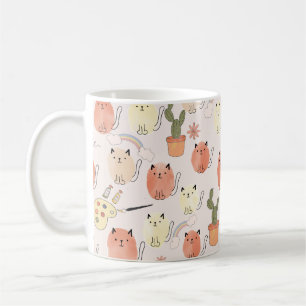 Cute cats seamless pattern coffee mug