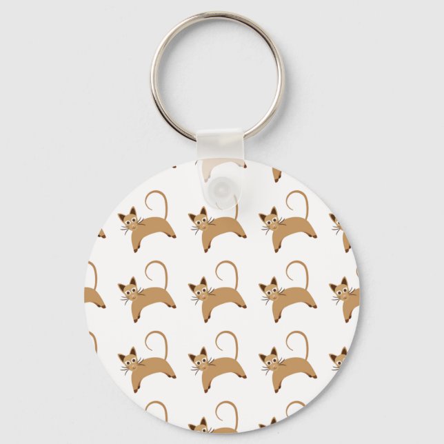 Cute cats seamless wallpaper background pattern keychain (Front)