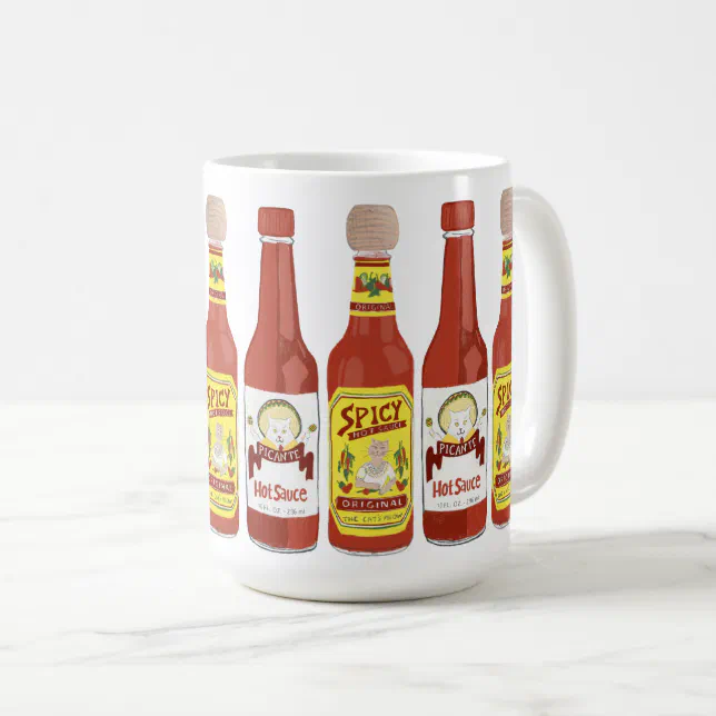 Cute Cats Spicy Hot Sauce illustration Coffee Mug Zazzle