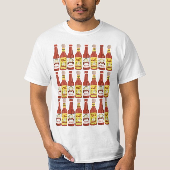 Cute Cats Spicy Hot Sauce illustration T-Shirt (Front)