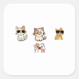 Cute cats square sticker