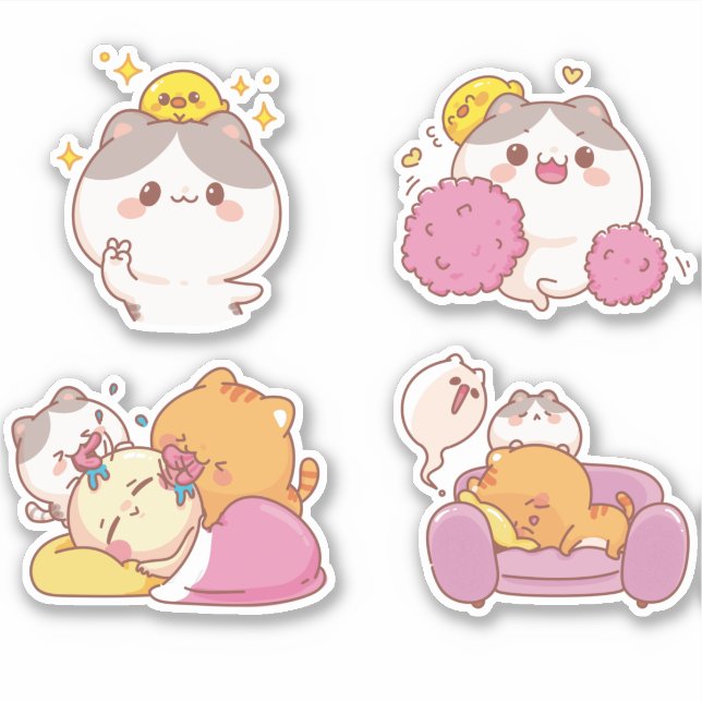 Cute Cats Sticker (Front)