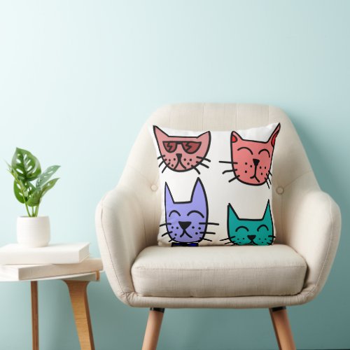 Cute Cats Throw Pillow