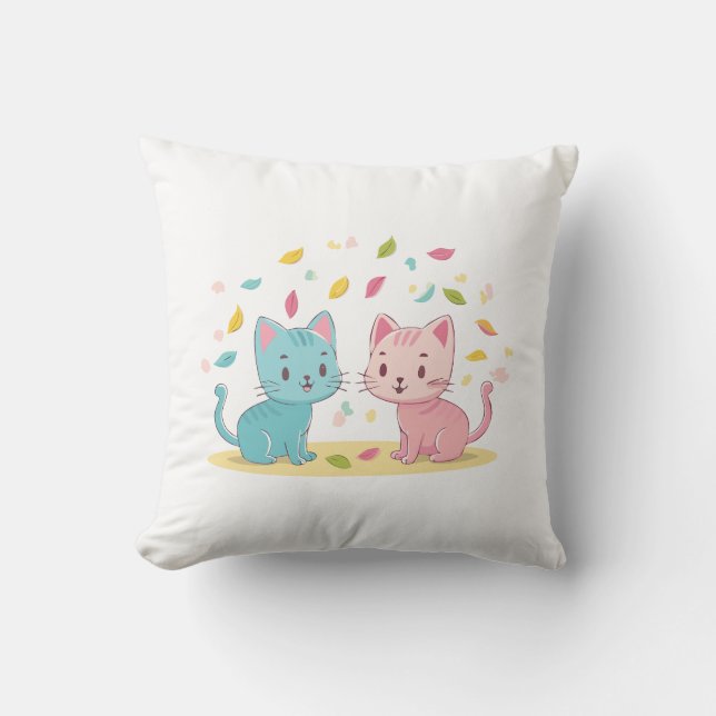 Cute cats throw pillow (Front)