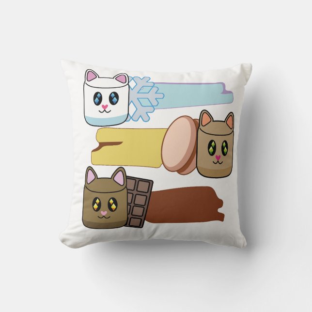 Cute cats throw pillow (Front)