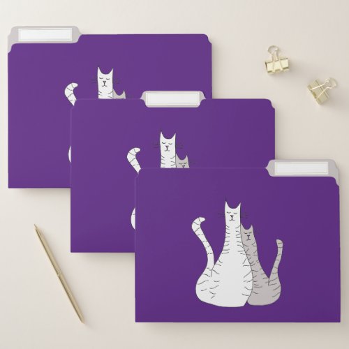 Cute Cats Trendy Pets Purple File Folder
