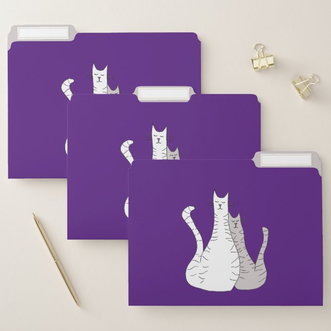 Cute Cats Trendy Pets Purple File Folder (Set)