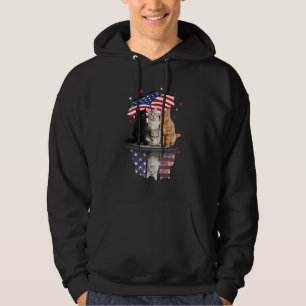Cute Cats Under American Umbrella On Rainy Indepen Hoodie