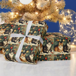 Cute Cats under the Christmas Tree Cat Lover Wrapping Paper