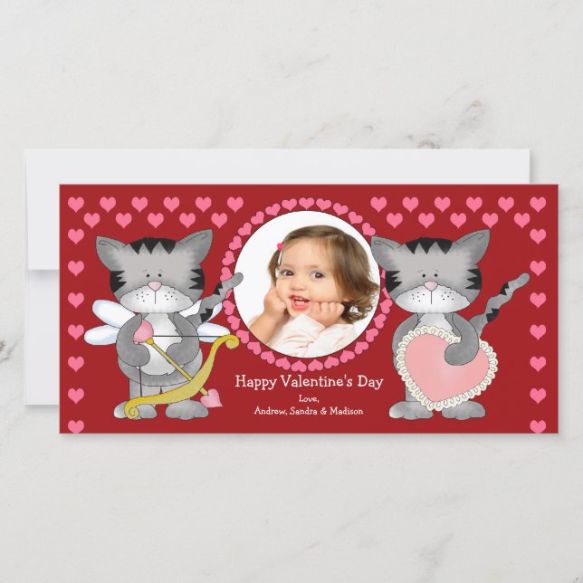 Cute Cats Valentine's Day Holiday Card (Front)