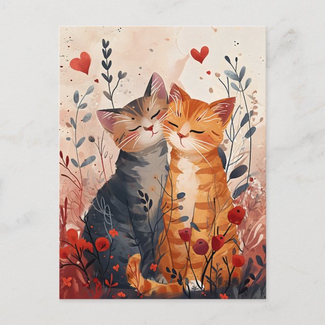 Cute Cats Valentine's day Postcard (Front)