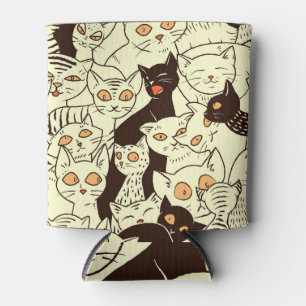Cute Cats Vintage Wallpaper Pattern Can Cooler