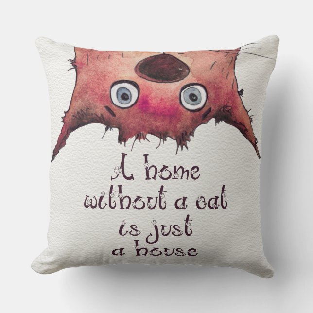 Cute Cats Watercolor Cats Quotes Funny Cats Throw Pillow (Front)
