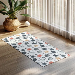 Cute Cats Watercolor Pattern Yoga Mat