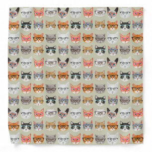Cute Cats Wearing Glasses Pattern Bandana