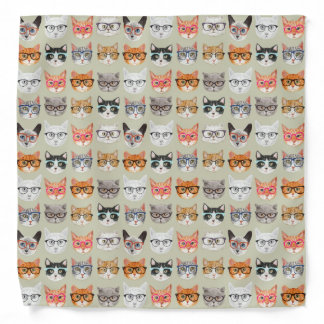 Cute Cats Wearing Glasses Pattern Bandana