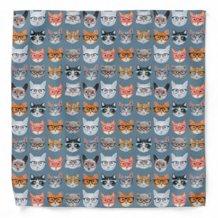 Cute Cats Wearing Glasses Pattern Bandana