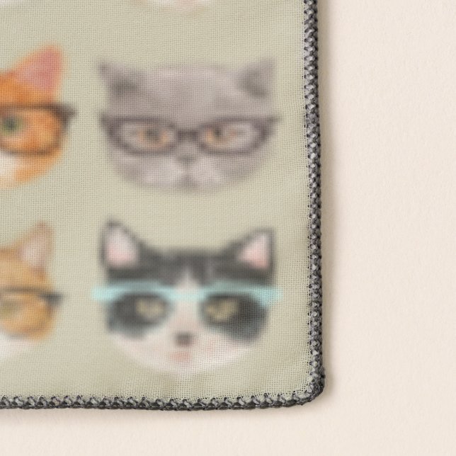 Cute Cats Wearing Glasses Pattern - Beige Scarf (Detail)