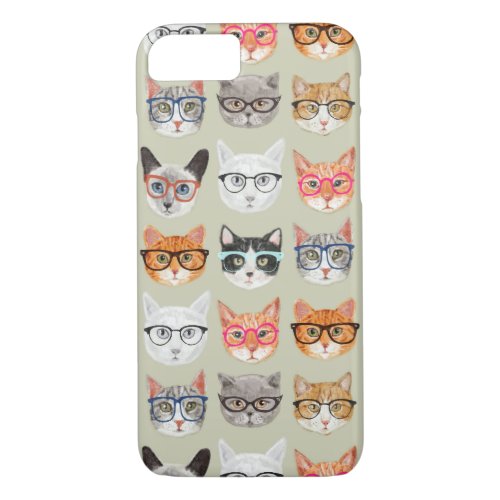 Cute Cats Wearing Glasses Pattern iPhone 87 Case