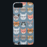 Cute Cats Wearing Glasses Pattern iPhone 8/7 Case<br><div class="desc">A bunch of adorable spectacles-wearing kitties are the main stars of this hand-illustrated design. 

View my illustrating process via www.instagram.com/arncyn</div>