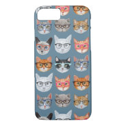 Cute Cats Wearing Glasses Pattern Iphone 8/7 Case at Zazzle