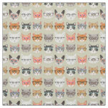 Cute Cats Wearing Glasses Pattern Fabric