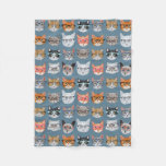Cute Cats Wearing Glasses Pattern Fleece Blanket