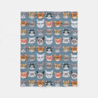 Cute Cats Wearing Glasses Pattern Fleece Blanket