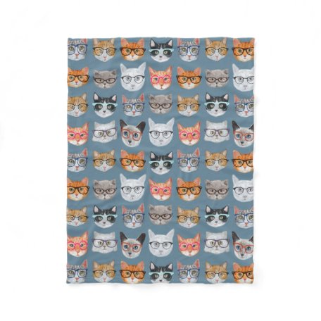 Cute Cats Wearing Glasses Pattern Fabric | Zazzle