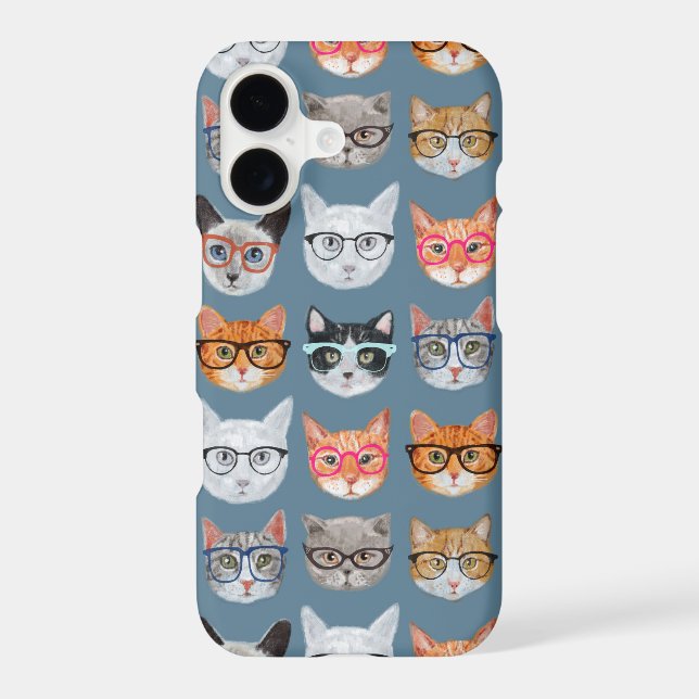 Cute Cats Wearing Glasses Pattern Iphone Case (Back)