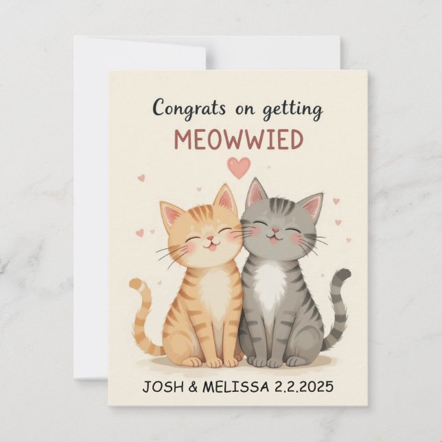 Cute cats wedding card, Congratulations engagement Thank You Card (Front)