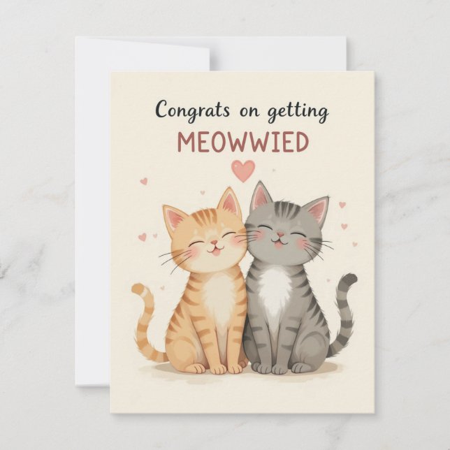 Cute cats wedding card, Congratulations engagement Thank You Card (Front)