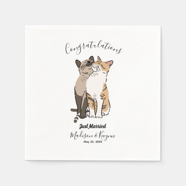 Cute Cats Wedding Napkins (Front)