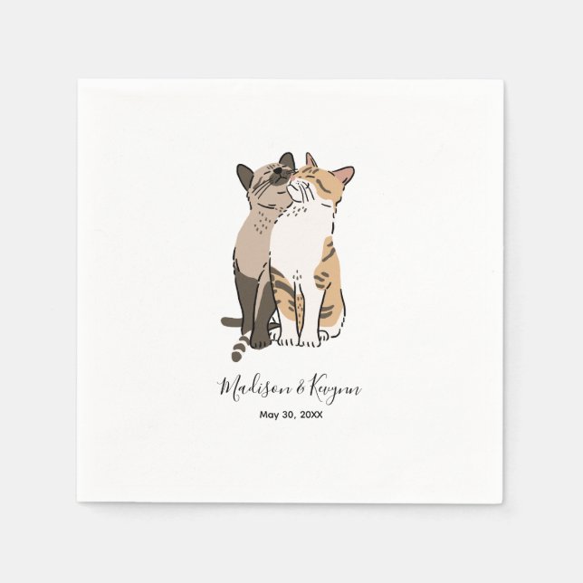 Cute Cats Wedding Napkins (Front)
