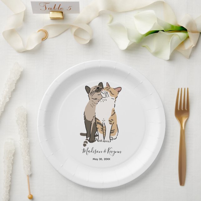 Cute Cats Wedding Paper Plates (Wedding)