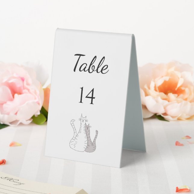 Cute Cats Wedding Reception Simple Elegant  Table Tent (In SItu (Wedding))
