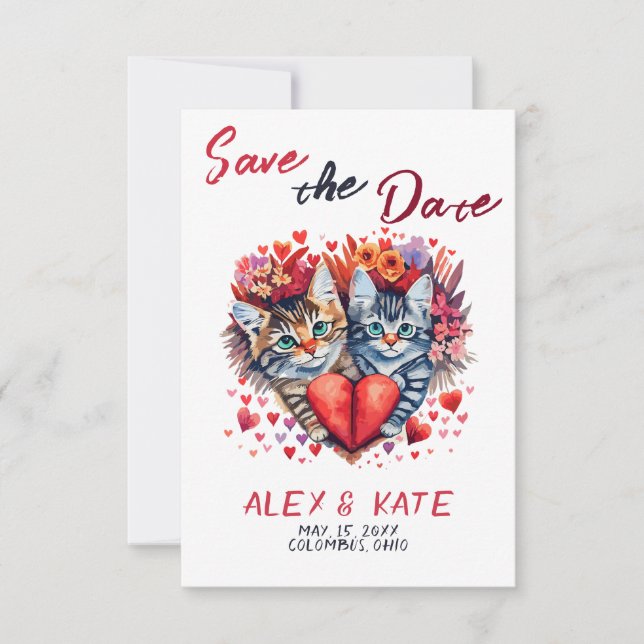 Cute Cats Wedding Save the Date  (Front)